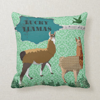 Coussin vert de Mojo de lamas chanceux
