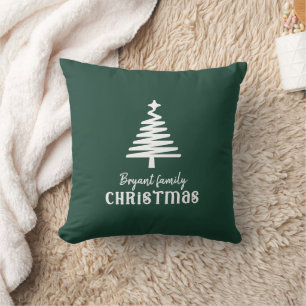 Coussin Vert de Noël familial personnalisé