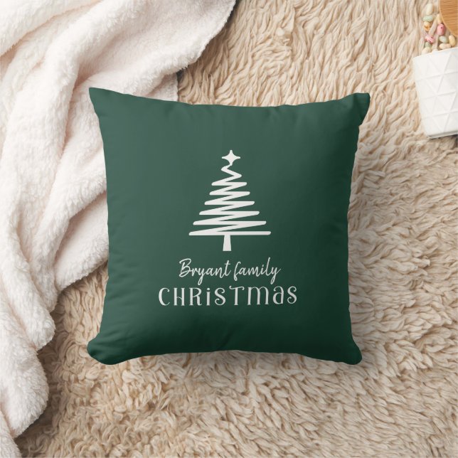 Coussin Vert de Noël familial personnalisé (Couverture)
