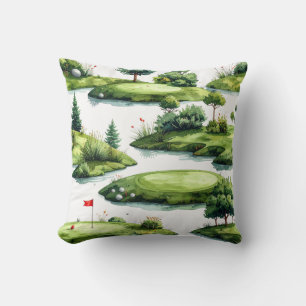 Coussin Vert de putting de golf avec drapeau rouge