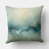 Coussin Vert Doux Sarcelle Bleu Champagne Abstrait Océan (Verso)