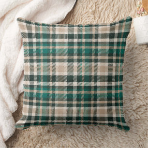 Coussin Vert émeraude et carreaux de Noël marron