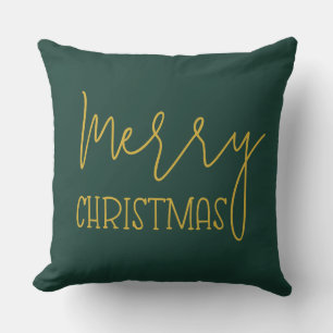 Coussin Vert émeraude moderne Or minimaliste Joyeux Noël
