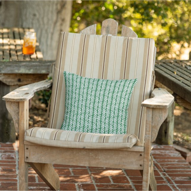 Coussin Vert et blanc rayures Chevron sur réversible (Chaise)