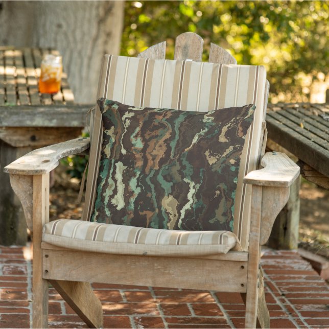 Coussin Vert et Brown abstrait (Chaise)