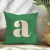 Coussin Vert et crème rétro moderne initial 