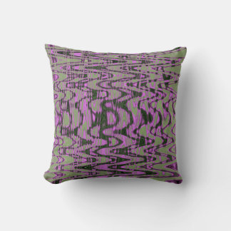 Coussin Vert et rose frais, vague abstraite Tie Dye Rétro