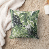 Coussin Vert Feuille Botanique Tropical Plante Été Chic (Couverture)