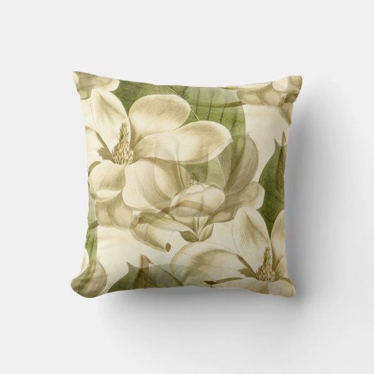 Coussin vert floral de magnolia (Recto)