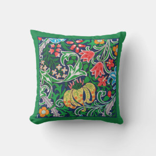Coussin Vert floral de Nouveau d'art et vert Jacobean