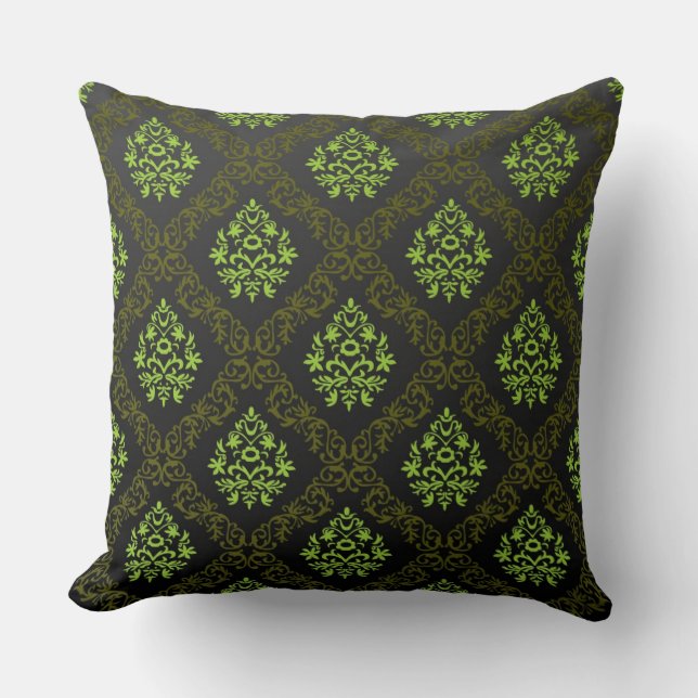 Coussin Vert floral de papier peint (Recto)
