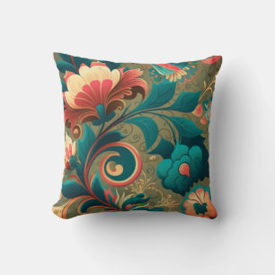 Coussin Vert floral design rétro vintage