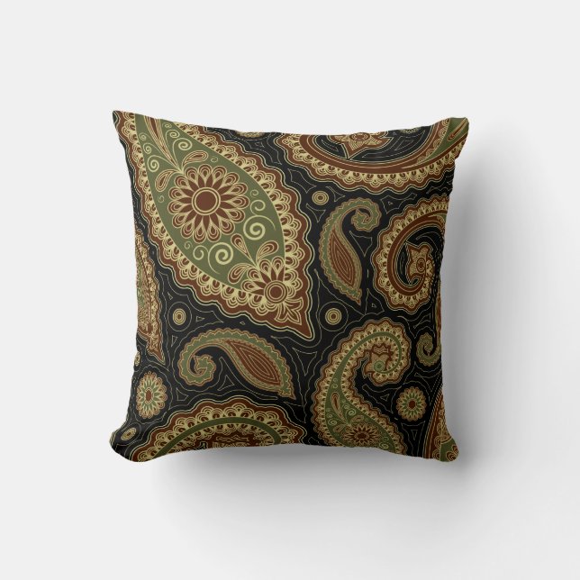 Coussin Vert-foncé et Bourgogne paisley.png (Recto)