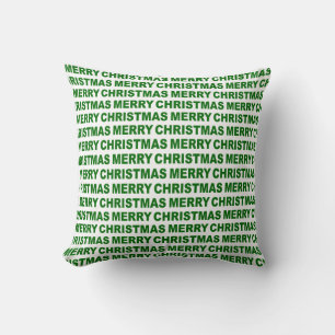 Coussin Vert foncé sur la typographie blanche de Noël