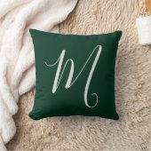 Coussin Vert foncé uni élégant moderne monogramme propre n (Couverture)