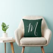 Coussin Vert foncé uni élégant moderne monogramme propre n (Chaise)