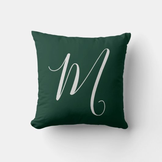 Coussin Vert foncé uni élégant moderne monogramme propre n (Recto)