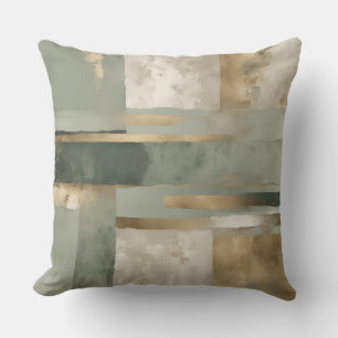 Coussin Vert forêt Sage Or Beige Carreaux