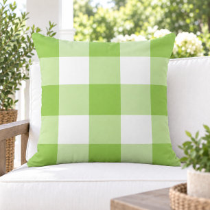 Coussin Vert Gingembre Gras Vichy Blanc Grand Damier
