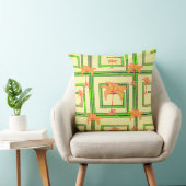 Coussin Vert Jaune Pâle Géométrique Floral (Chaise)
