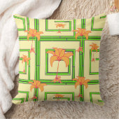Coussin Vert Jaune Pâle Géométrique Floral (Couverture)