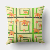Coussin Vert Jaune Pâle Géométrique Floral (Verso)