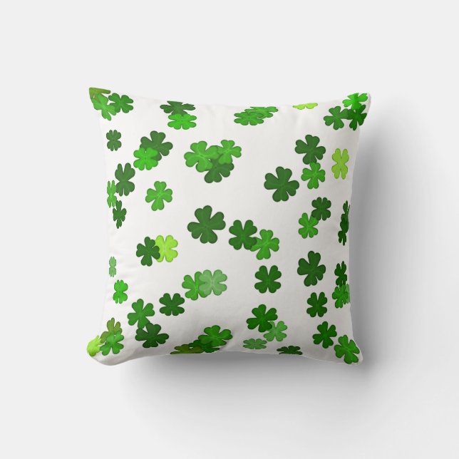Coussin Vert Kelly « Shamrocks Falling » (Recto)