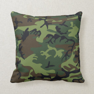 Coussin Vert, Marron, Camouflage Camo Noir