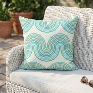 Coussin Vert menthe chic Turquoise Bleu Blanc Motif Vague