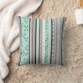 Coussin Vert Menthe Gris et Blanc rayé à pois (Couverture)