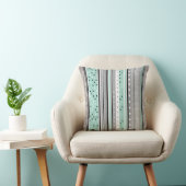 Coussin Vert Menthe Gris et Blanc rayé à pois (Chaise)