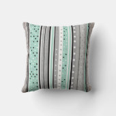 Coussin Vert Menthe Gris et Blanc rayé à pois (Verso)