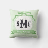 Coussin Vert menthe monogramme à ruban à clé grecque inver (Verso)