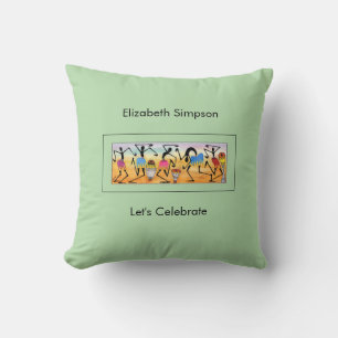 Coussin Vert mignon, Art Africain, Danse Bref