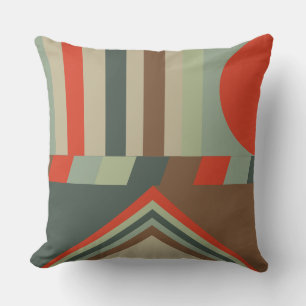 Coussin Vert moderne du milieu du siècle et orange