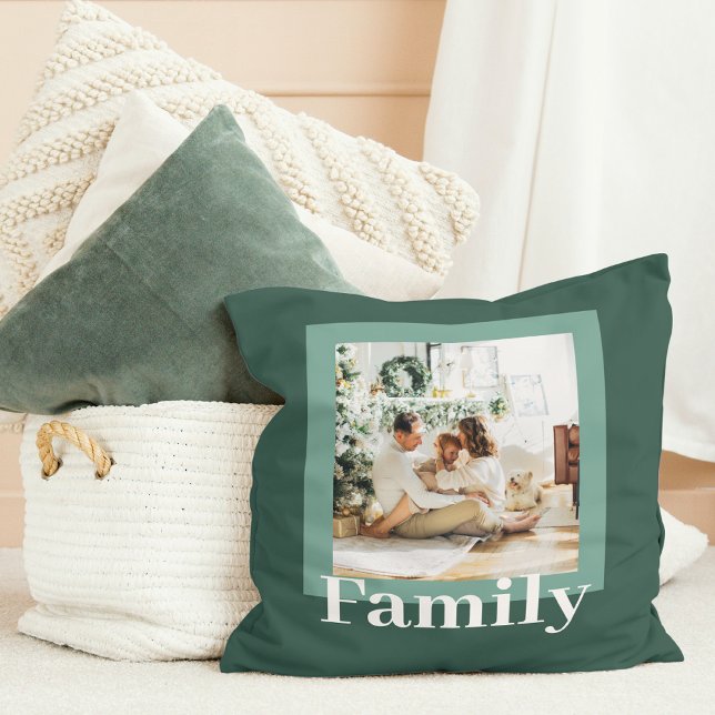Coussin Vert moderne | Photo | Cadeau familial (Créateur téléchargé)