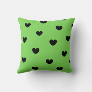 Coussin Vert Noir Mignon Cosy Moderne Romantique Chic Cœur