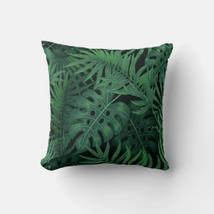Coussin Vert nuit tropicale : Motif Plante exotique