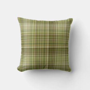 Coussin Vert olive carreaux de forêt de montagne