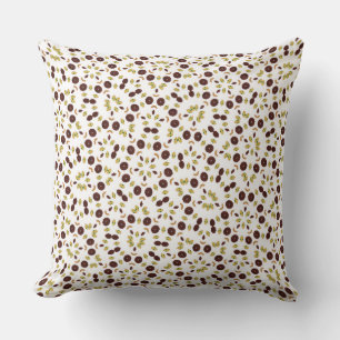 Coussin Vert olive épars et brun chocolat organique 