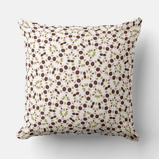 Coussin Vert olive épars et brun chocolat organique  (Recto)