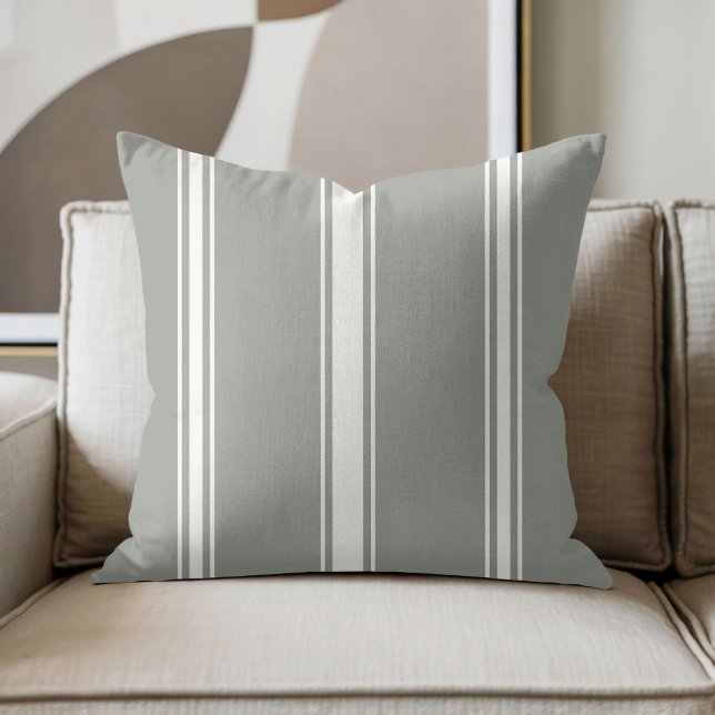 Coussin Vert olive et rayure crème (Créateur téléchargé)