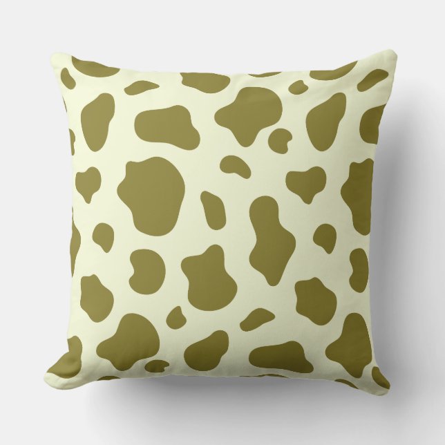 Coussin Vert olive moderne imprimé vache (Recto)