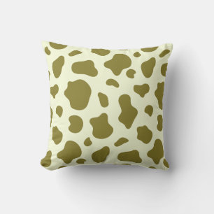 Coussin Vert olive moderne imprimé vache