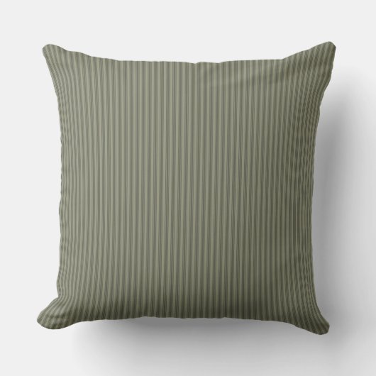 Coussin Vert olive rayure à ticks (Recto)