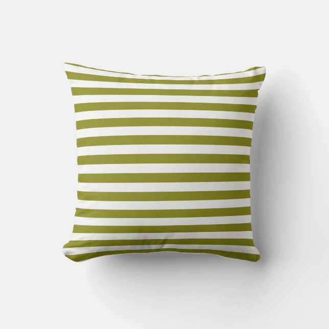 Coussin Vert Olivier Moderne Et Blanc Gratté (Recto)