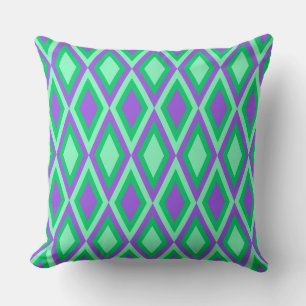 COUSSIN VERT & PURPLE MARDI GRAS DIAMOND MOTIFS