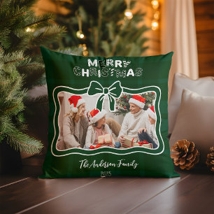 Coussin Vert rétro à carreaux Noël fantaisiste