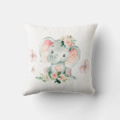 Coussin Vert rose mignon Baby shower de cadre d'éléphant F (Verso)