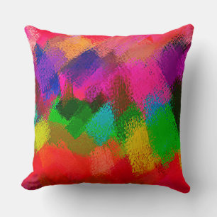 Coussin Vert rouge pourpre jaune Abstrait